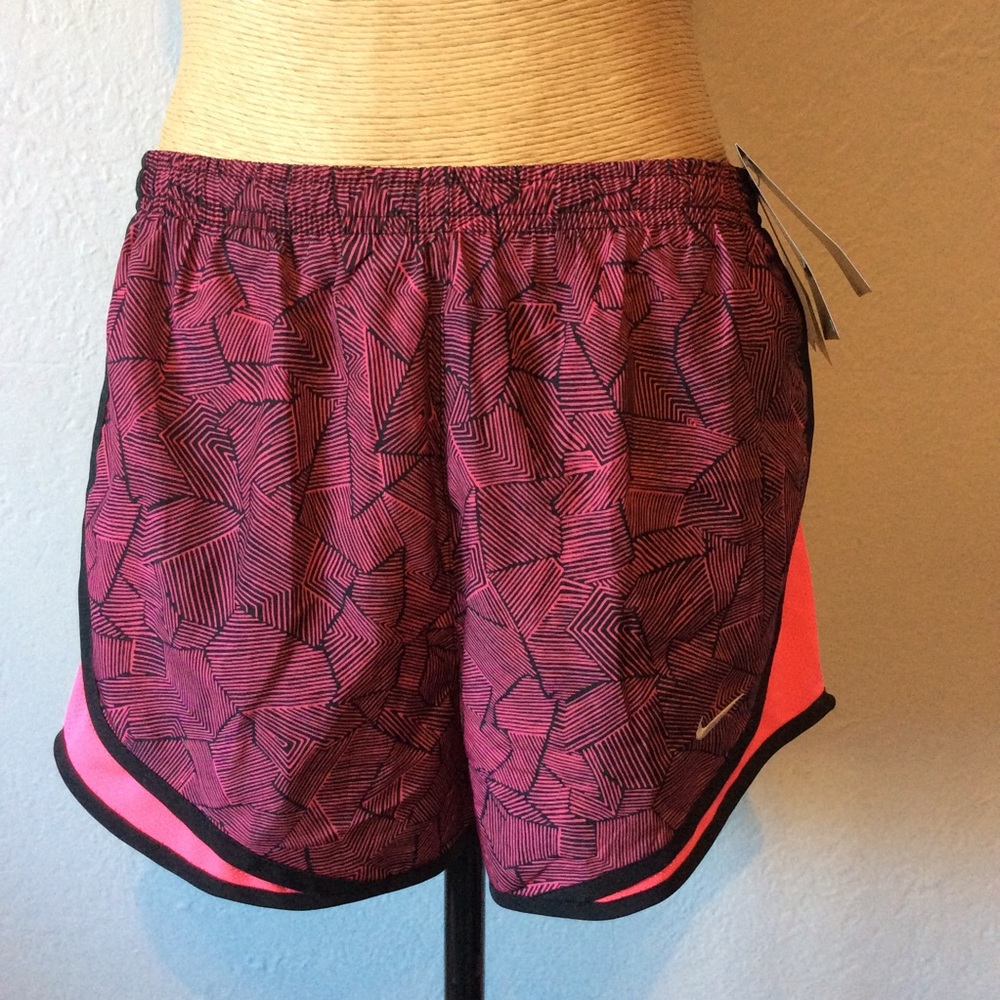 Nike Dri-fit Tempo Women's Running Shorts Pink/Black Geometric Pattern SzXS NWT